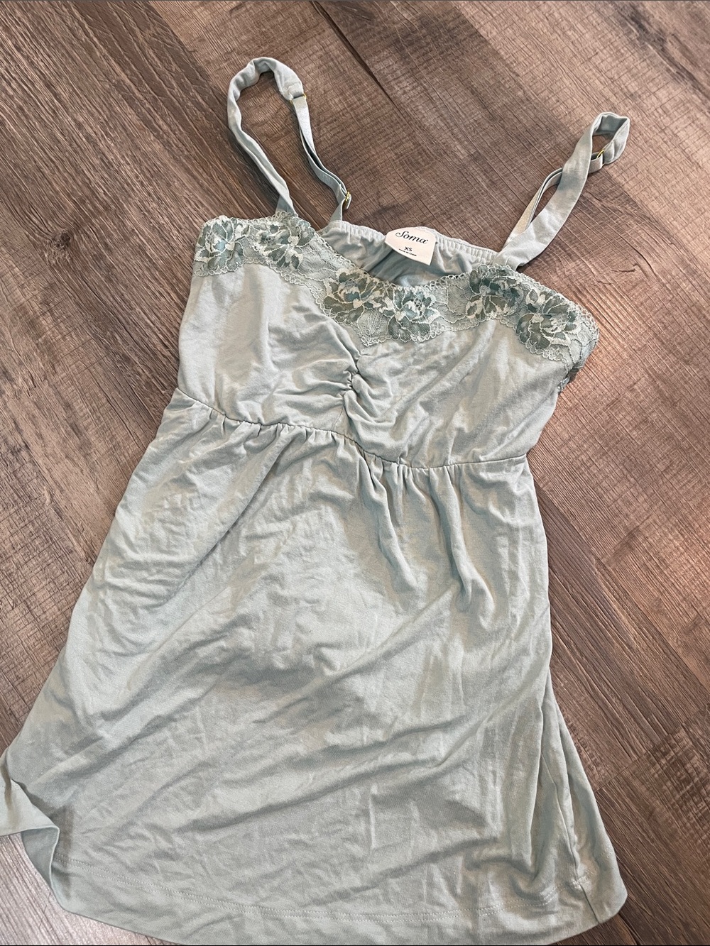 Soma Light Sage Green Lace Trim Sleep Chemise